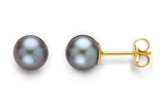 Miore Damen-Ohrstecker 375 Gelbgold Süßwasser-Zuchtperle Grau -