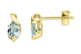 Miore Damen-Ohrstecker 375 Gelbgold Topas blau Tropfenschliff -