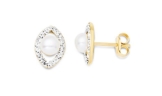 Miore Damen-Ohrstecker 9 Karat (375) Gelbgold Perlen und Swarovski Element -