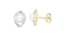 Miore Damen-Ohrstecker 9 Karat (375) Gelbgold Perlen und Swarovski Element -