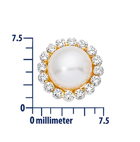 Miore Damen-Ohrstecker 9 Karat (375) Gelbgold Perlen und Zirconia MA9071ZE -