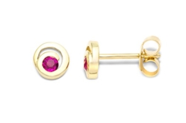 Miore Damen-Ohrstecker 9 Karat (375) Gelbgold Rubin Rot MH9063E -