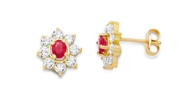 Miore Damen-Ohrstecker 9 Karat (375) Gelbgold Rubin und Zirconia -