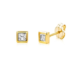 Miore Damen-Ohrstecker 9 Karat 375 Gelbgold Solitär Zirkonia -