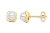 Miore Damen-Ohrstecker 9 Karat (375) Gelbgold weiße Süßwasser-Zuchtperlen -