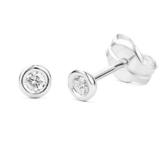 Miore Damen-Ohrstecker Solitär 375 Weißgold rhodiniert Diamant (0.1 ct) weiß Rundschliff -