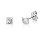 Miore Damen-Ohrstecker Zirkonia 9 Karat 375 Weißgold -