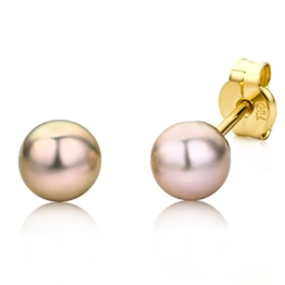 Miore-Kinder Ohrstecker 18ct/750 Gelbgold mit grauen Süßwasser-Zuchtperlen -