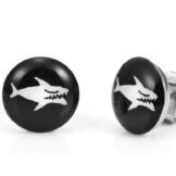 R&B Schmuck Herren Ohrstecker Ohrringe- Hai Geschichten (Schwarz, Weiss) -
