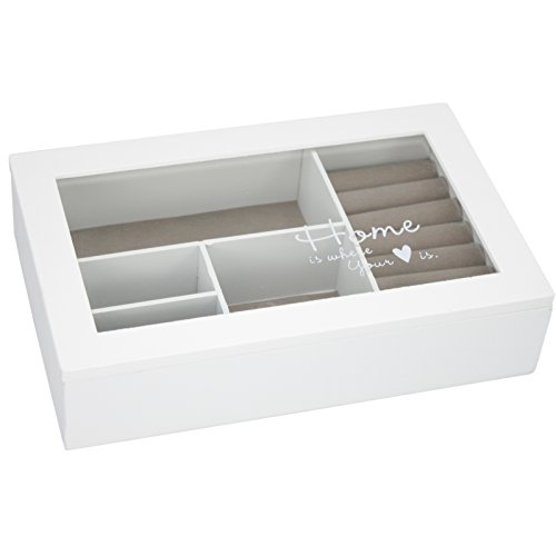 Schmuckbox 26 x 18 x 6cm Schmuckkasten Schmuckkästchen Schmuckkoffer mit Sichtfenster " Home Dekor " -