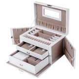 Songmics Schmuckkästchen Schmuckkoffer Abschließbar Spiegel 4 Hacken JBC121W -