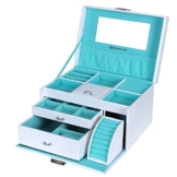 Songmics Schmuckkasten Schmuckkoffer Kosmetikkoffer Schmuckkästchen abschließbar mit spiegel Schublade JBC211W -