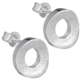 Vinani Damen-Ohrstecker Kreis gebürstet Sterling Silber 925 Ohrringe OKG -