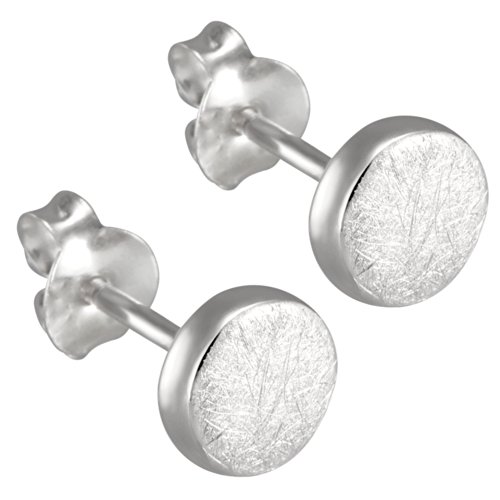 Vinani Damen-Ohrstecker Scheibe gebürstet Sterling Silber 925 Ohrringe ORKG -