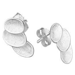 Vinani Ohrstecker 3 Blätter gewölbt glänzend Sterling Silber 925 ovale Ohrringe 2O3B -