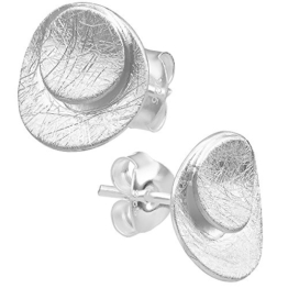 Vinani Ohrstecker Design Doppel Kreis rund gebogen gebürstet Sterling Silber 925 Ohrringe 2ORD -