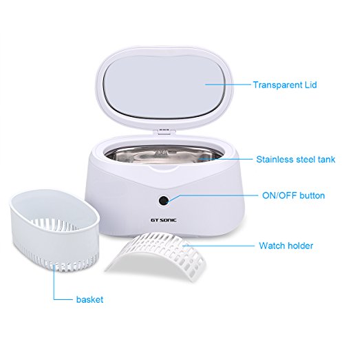 GT SONIC 600ml Ultraschall Reiniger Reinigungsgerät Ultrasonic Cleaner mit Edelstahlwassertank Uhrenhalter und Reinigungskorb -